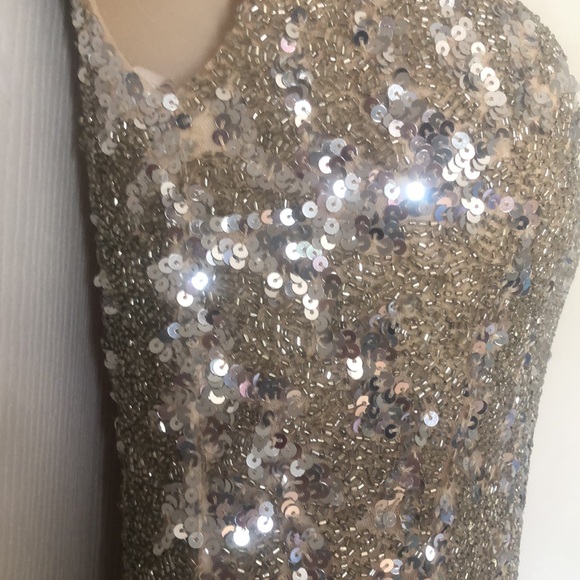 Woman’s Prim Avera homecoming party formal sequin mermaid silver dress - Picture 6 of 13